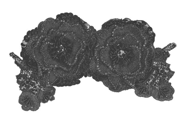 CRYSTAL BEADED MOTIF (SOLD SINGULARLY) - BLACK